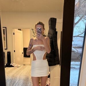 SHEIN White Strapless Cutout Dress